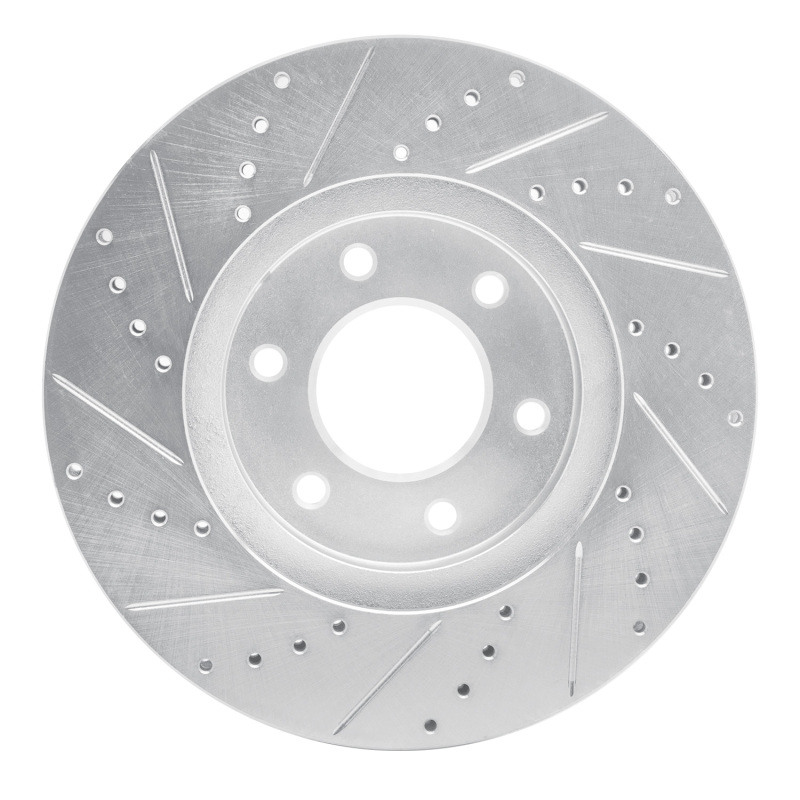 Chevrolet TrailBlazer Brake Rotor (1) - Front Right - R1 Concepts - Drilled & Slotted - Silver - `06-`09